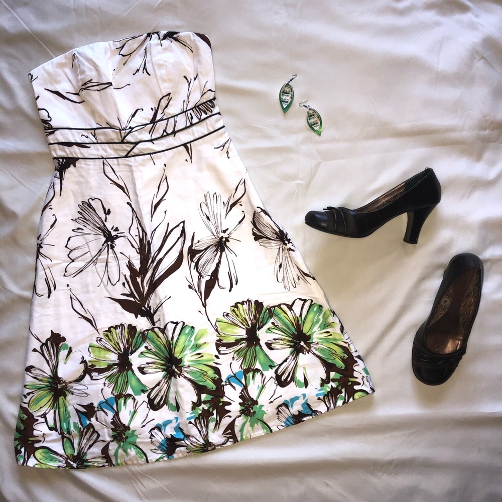 2/$40 Romy strapless white floral dress